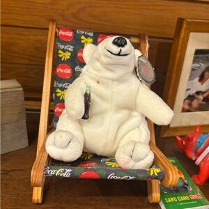 Coca-Cola Polar Bear Plush on Branded Deck Chair